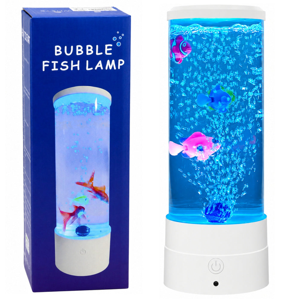 Decorative RGB LED aquarium lamp with fish motif, 16 colors, USB connection, white
