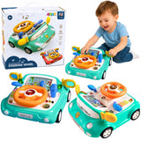 LEAN Toys Interaktives Bedienfeld, Fahrsimulator, Autolichter, Geräusche, Blau
