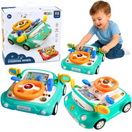 LEAN Toys Interaktives Bedienfeld, Fahrsimulator, Autolichter, Geräusche, Blau