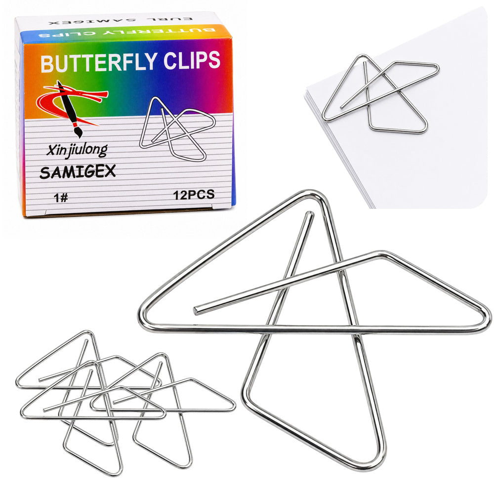 LEAN Metallene Schmetterlings-Kreuzklemmen für Bürodokumente 64 mm 12 Stück