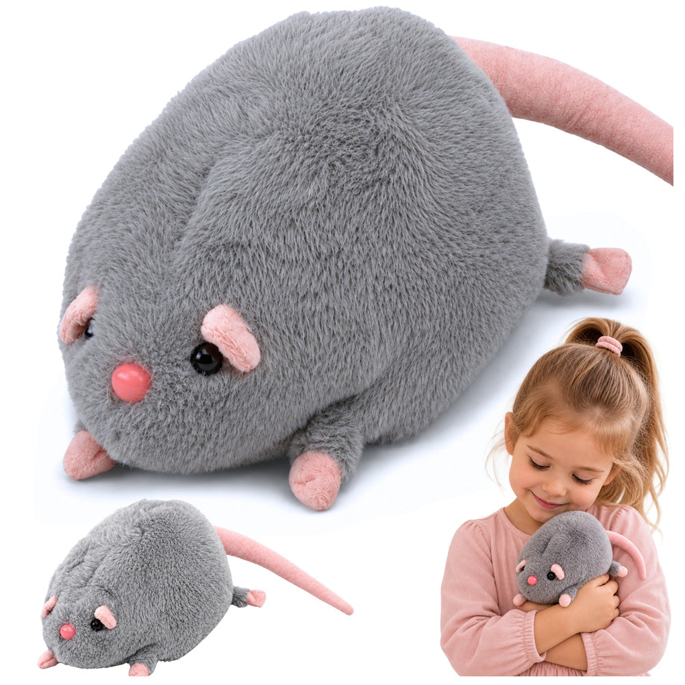 Plush rat with long tail, grey, 40 cm
