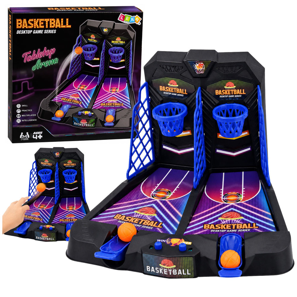 LEAN Toys Mini-Tischbasketball-Doppel-Geschicklichkeitsspiel für 2 Spieler (Punktewertung)