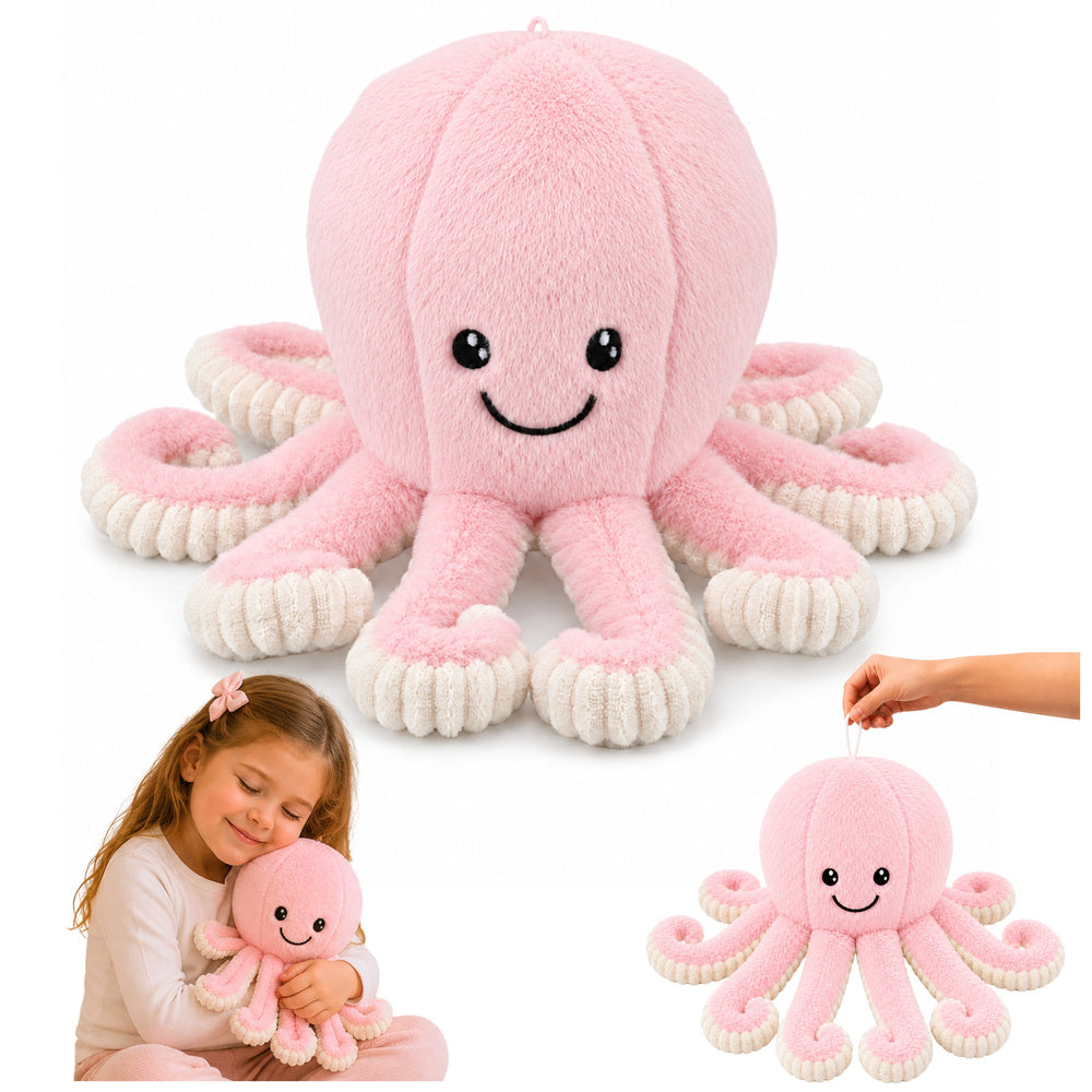 LEAN Toys Plüsch-Oktopus, Kuscheltier mit elastischen Tentakeln, rosa, 50 cm