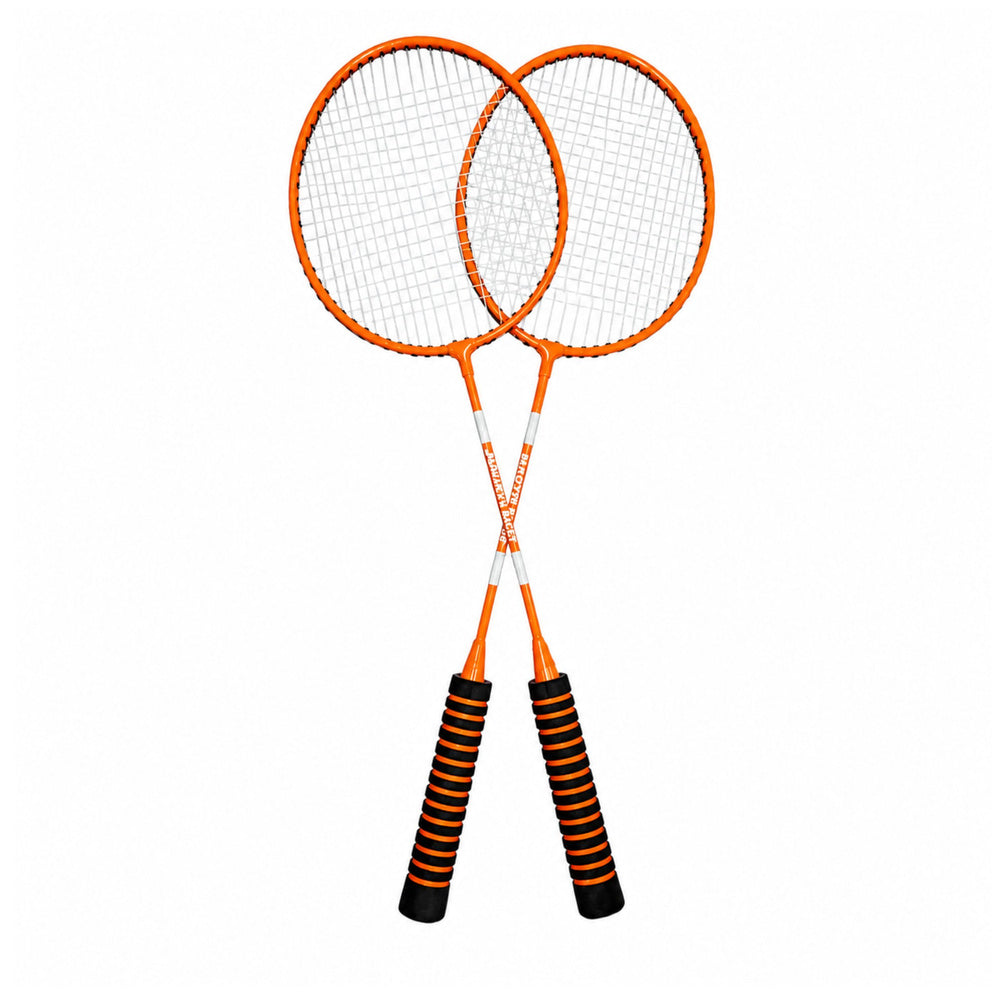 Badminton-Set, 3 Schläger, Federbälle, orangefarbene Tasche