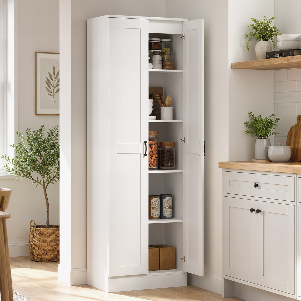 HOMCOM Vorratsschrank 175 cm mit Stauraum, Küchenschrank mit Soft-Close-Türen und verstellbaren – Produktabbildung 2