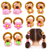 Capybara Hair Ties Pink Elements Set of 10 Elastic Bands