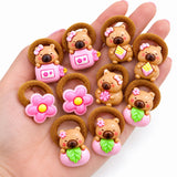 Capybara Hair Ties Pink Elements Set of 10 Elastic Bands (3)