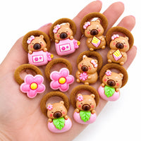 Capybara Hair Ties Pink Elements Set of 10 Elastic Bands (3)