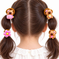 Capybara Hair Ties Pink Elements Set of 10 Elastic Bands (4)