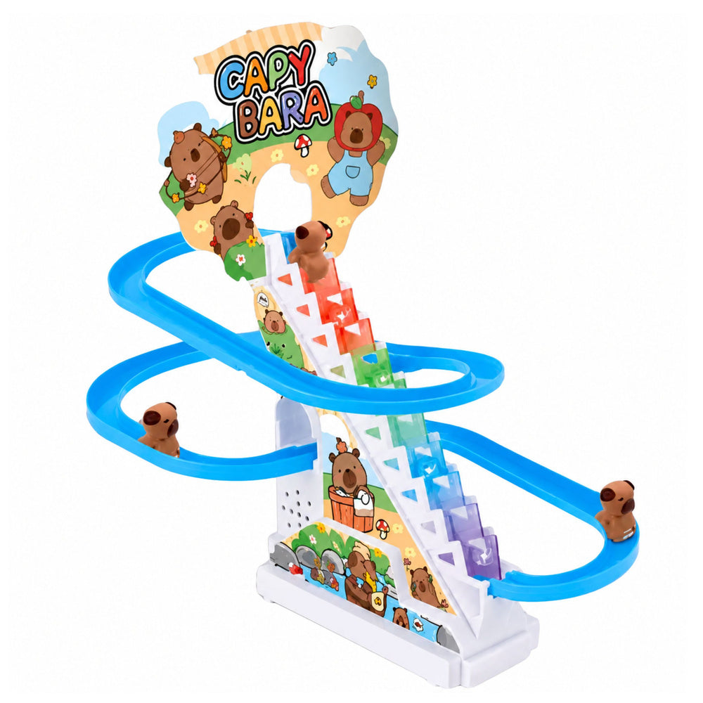 LEAN Toys Rutschbahn für Wasserschweine: Bewegliche Treppe, Figuren, Lichter, Geräusche – Produktabbildung 2