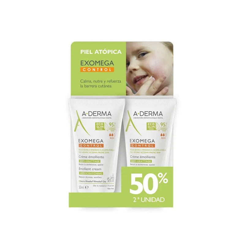 A-DERMA A Derma Exomega Control Emollient Cream 2x50ml