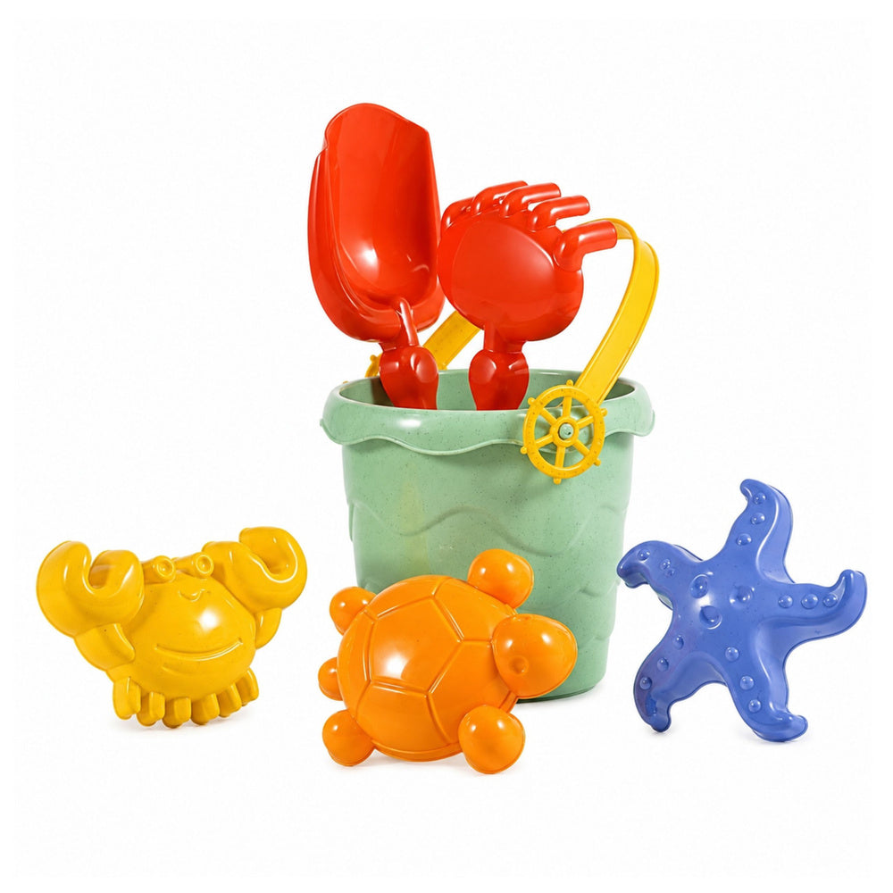 Sea sand set bucket molds shovel rake 6-piece (2)