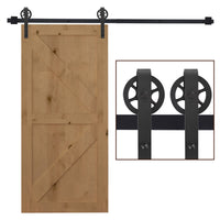 HOMCOM Gleitschienen-Bausatz für Schiebetür, rustikales Design, Karbonstahl, 200x4x0,6 cm, bis 90 kg, Schwarz