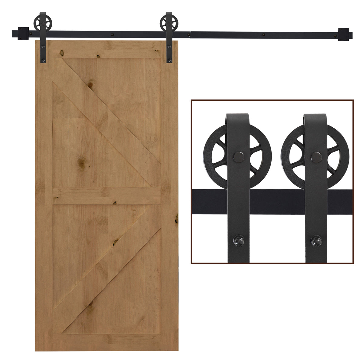 HOMCOM Gleitschienen-Bausatz für Schiebetür, rustikales Design, Karbonstahl, 200x4x0,6 cm, bis 90 kg, Schwarz