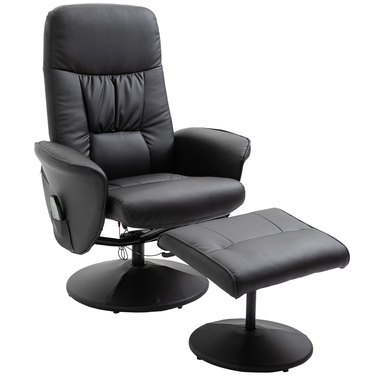 Recliner chair with footstool, electric massage chair with reclining function, 10 massage points, swivel TV