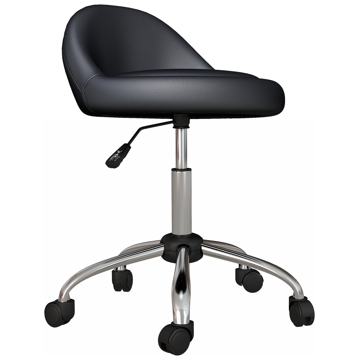 Work stool, swivel stool, rolling stool, height-adjustable, rotating seat, 50 cm x 50 cm x 83 cm, black + silver