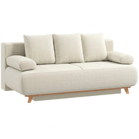 HOMCOM Schlafsofa mit verstellbarer Rückenlehne, Bettfunktion, verstecktem Stauraum und Cordbezug, Beige