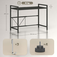 HOMCOM Mikrowellenregal, 3 Haken, ausziehbar, Metall, 40 cm hoch, Schwarz – Produktabbildung 3