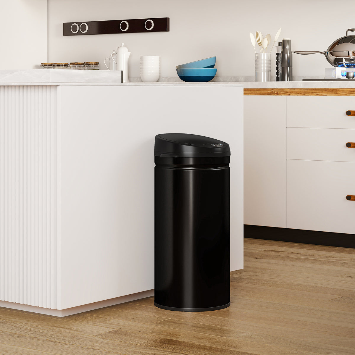 HOMCOM 42 Liter Sensor-Mülleimer mit Soft-Close-Funktion, berührungsfreier Abfalleimer aus Edelstahl für – Produktabbildung 2