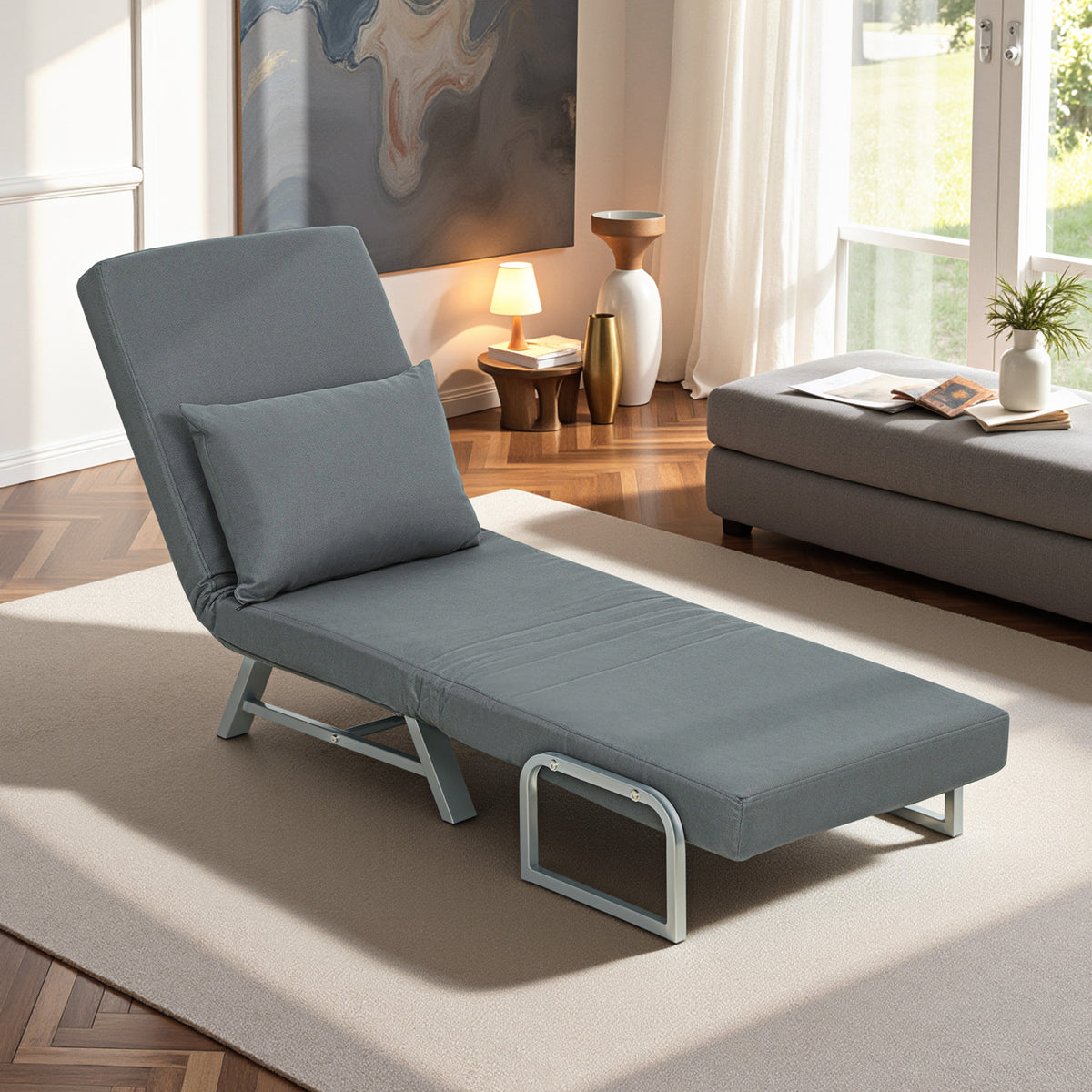 HOMCOM Schlafsessel, Polstersessel, zum Gästebett umwandelbar, ergonomisch, Dunkelgrau – Produktabbildung 10