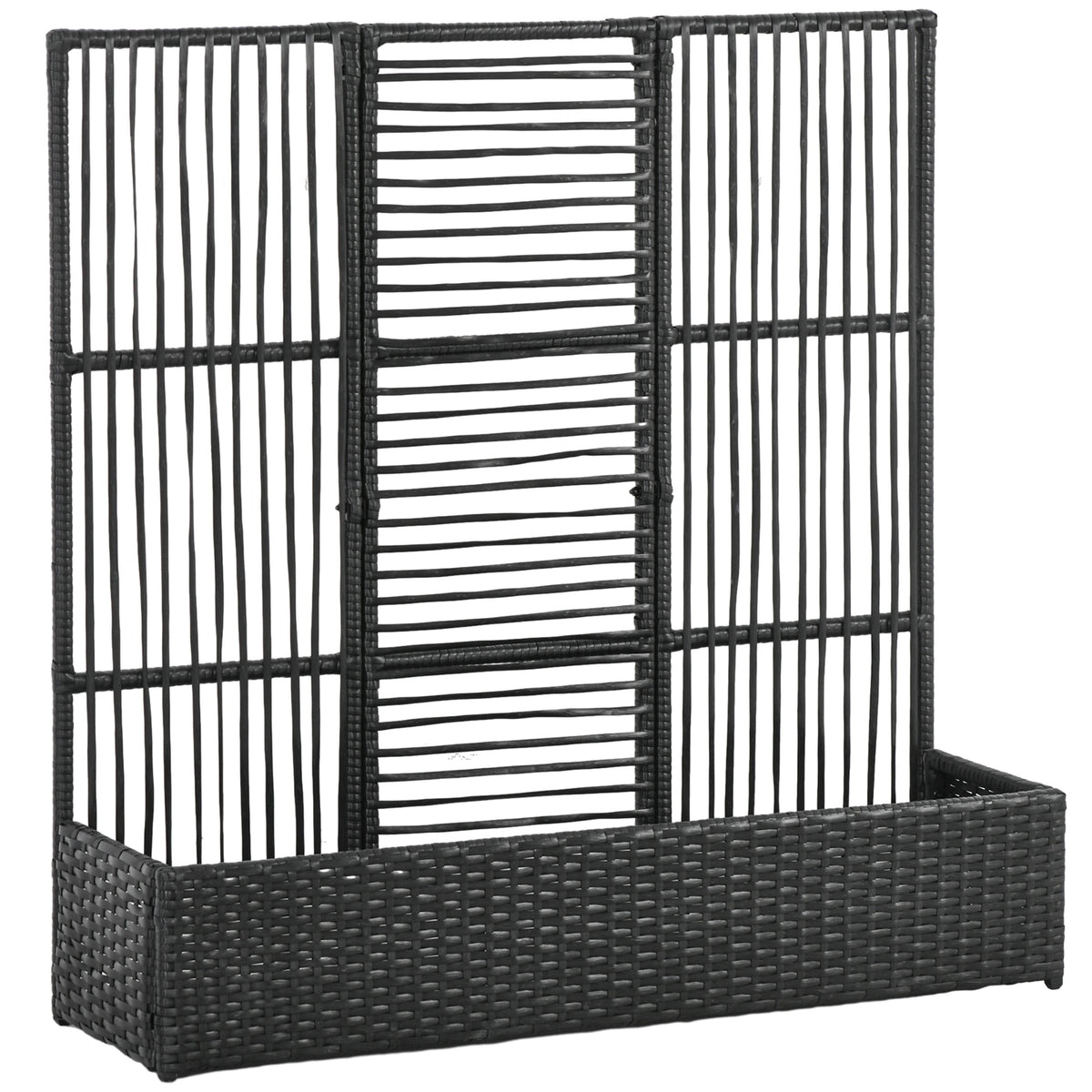 Outsunny Blumenkasten mit Spalier, wetterfest, Polyrattan, 103 x 29 x 103 cm, Schwarz