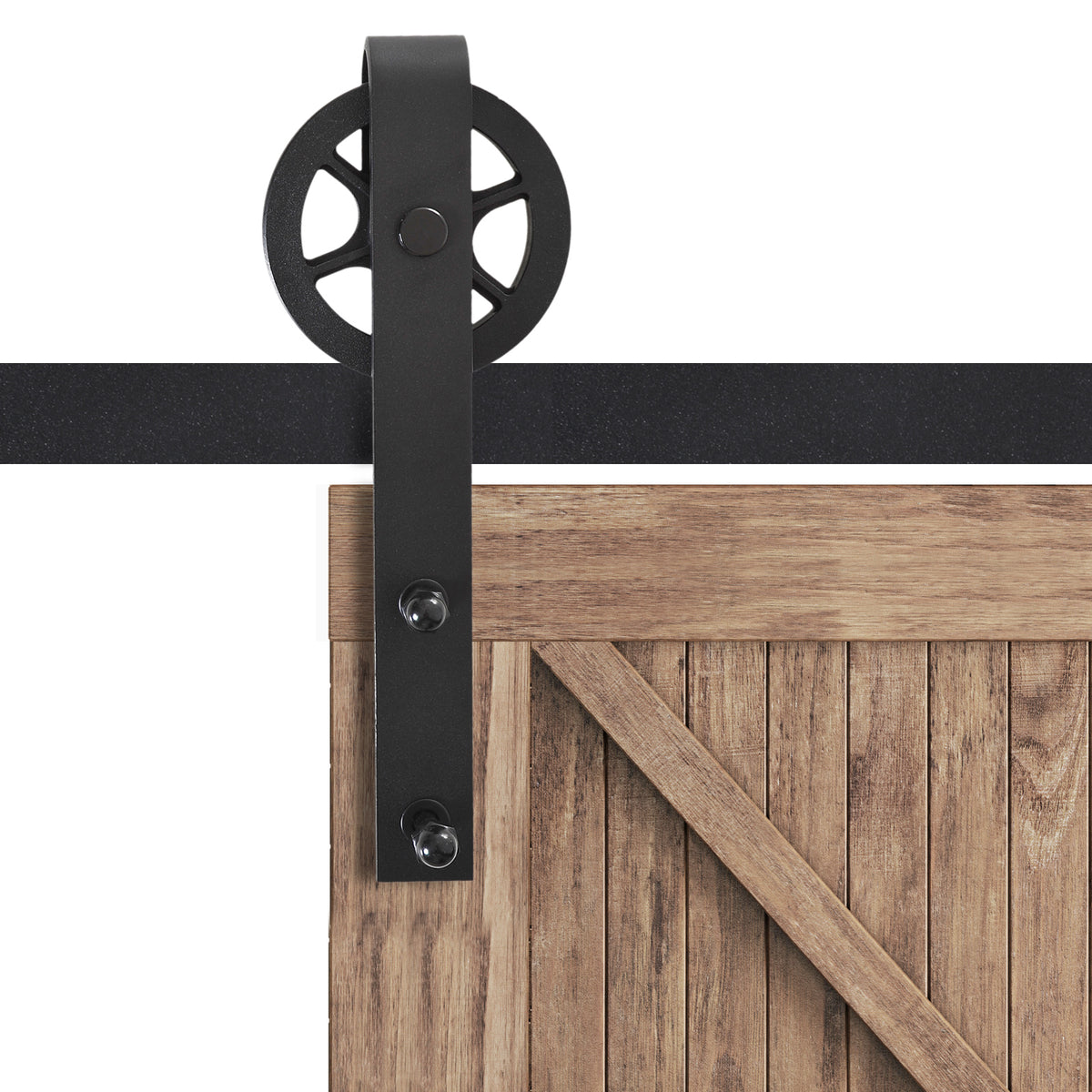HOMCOM Gleitschienen-Bausatz für Schiebetür, rustikales Design, Karbonstahl, 200x4x0,6 cm, bis 90 kg – Produktabbildung 7