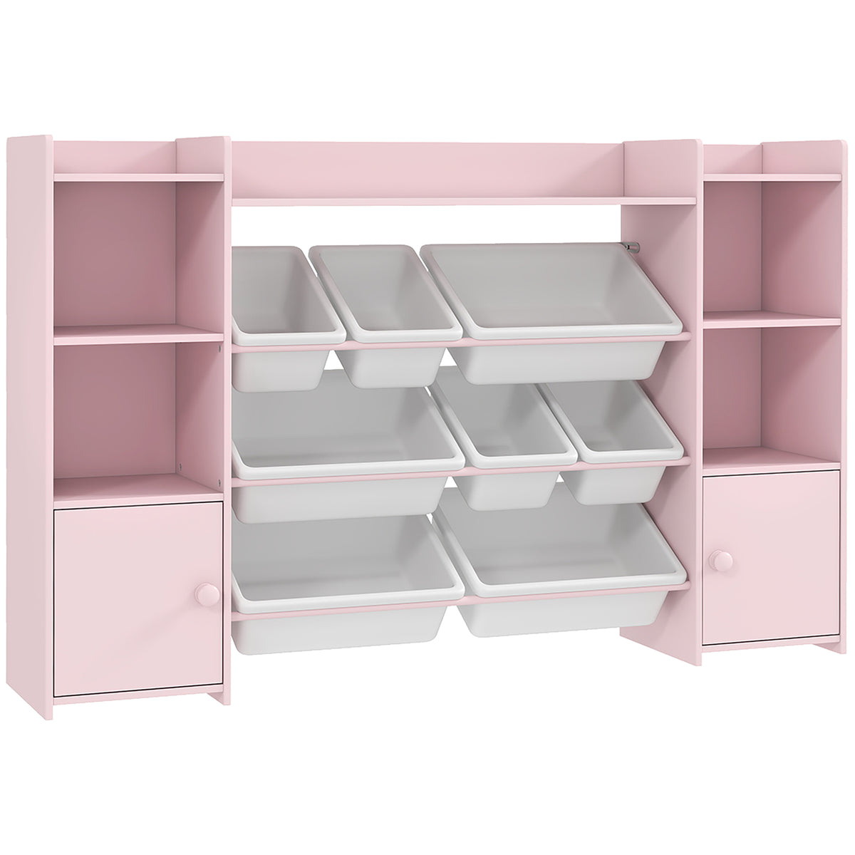 Children's storage shelf, shelf for toys and books, for organized tidying, 8 removable boxes, pink