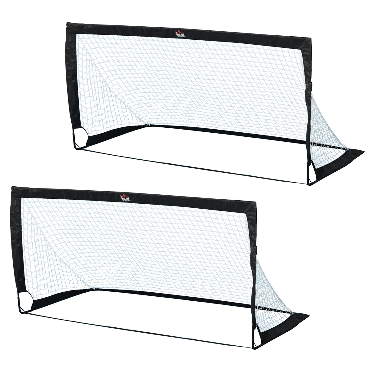 Foldable football goal set of 2, 183 x 90 x 90 cm, weatherproof with carry bag, outdoor football goals for