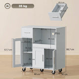 HOMCOM Küchenschrank auf Rädern, Mobile Küchenkommode mit Ablagen, Schubladen, verstellbarem Regal – Produktabbildung 3