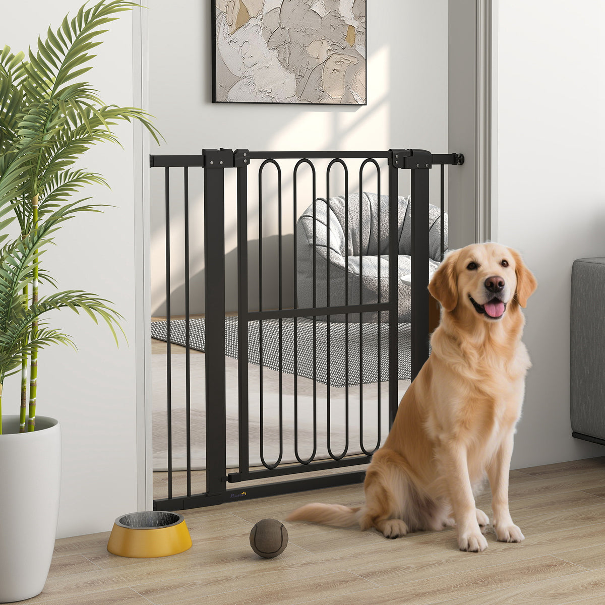 PawHut Türschutzgitter Hund, 76-104 cm Absperrgitter ohne Bohren, Treppengitter – Produktabbildung 2