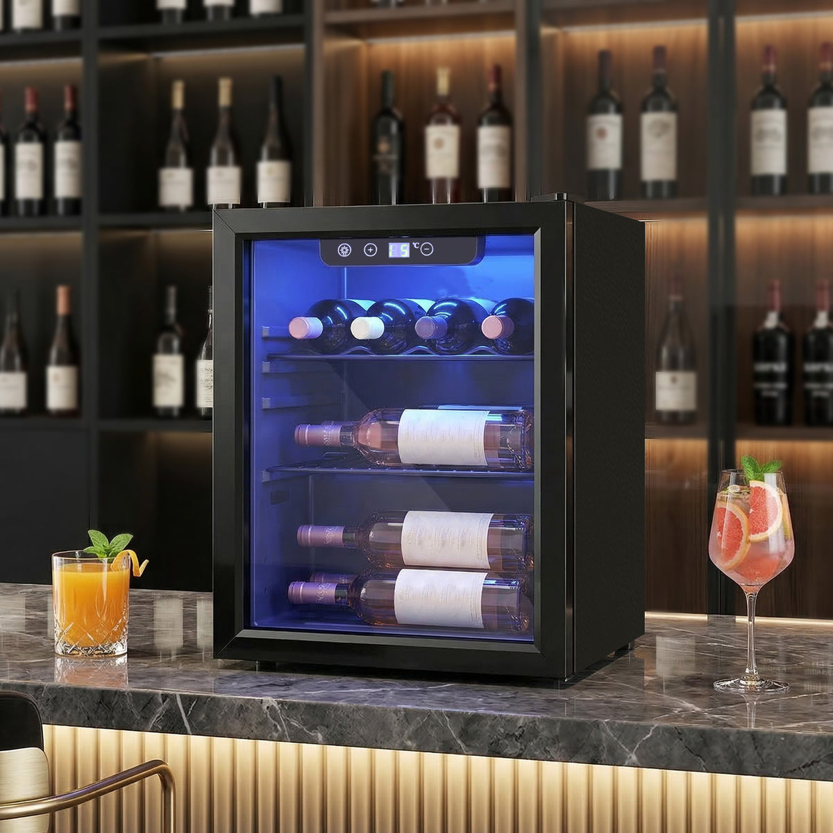 HOMCOM Weinkühler für 16 Flaschen, 48 L Kapazität, 4–16°C, Unterbau Kühlschrank für Getränke und Bier – Produktabbildung 2