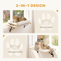 PawHut Katzenhaus mit Halterung für Fensterbänke und Heizungen, Kissen, Holzrahmen, Weiß – Produktabbildung 5