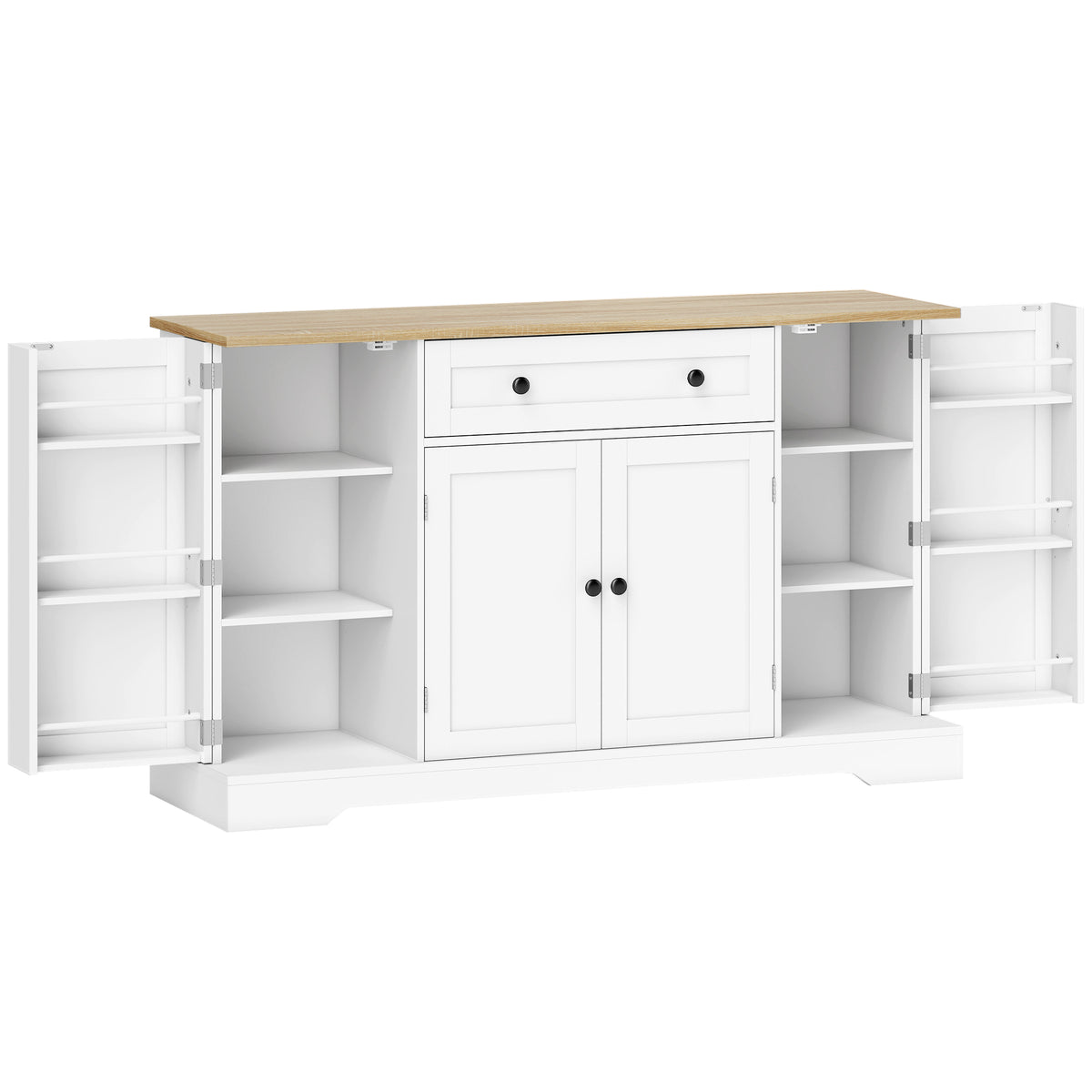 HOMCOM Sideboard Küchenschrank mit 4 Türen, Schublade, Verstellbaren Regal, Türregalen für Küche, Esszimmer