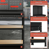 HOMCOM Werkbank 80 x 40,5 x 155 cm Werkzeugbank mit Lochwand, Haken, Schublade, 2 Ablagen für Werkstatt – Produktabbildung 7