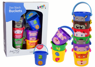 A set of colorful animal buckets - a pyramid