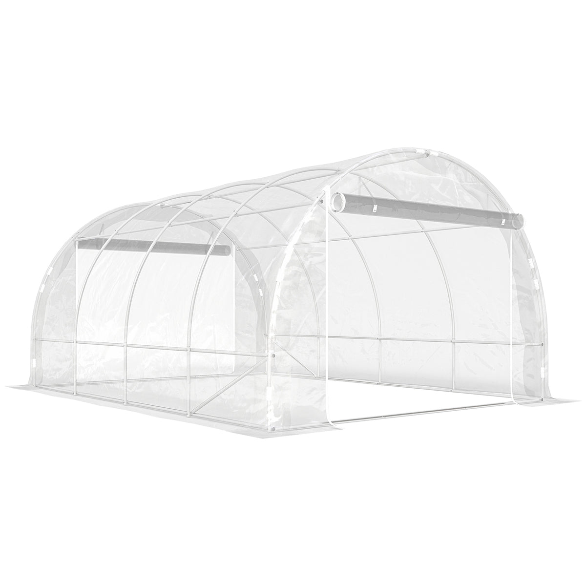 Polytunnel greenhouse, walk-in greenhouse with galvanized steel frame and UV-resistant PE cover, transparent
