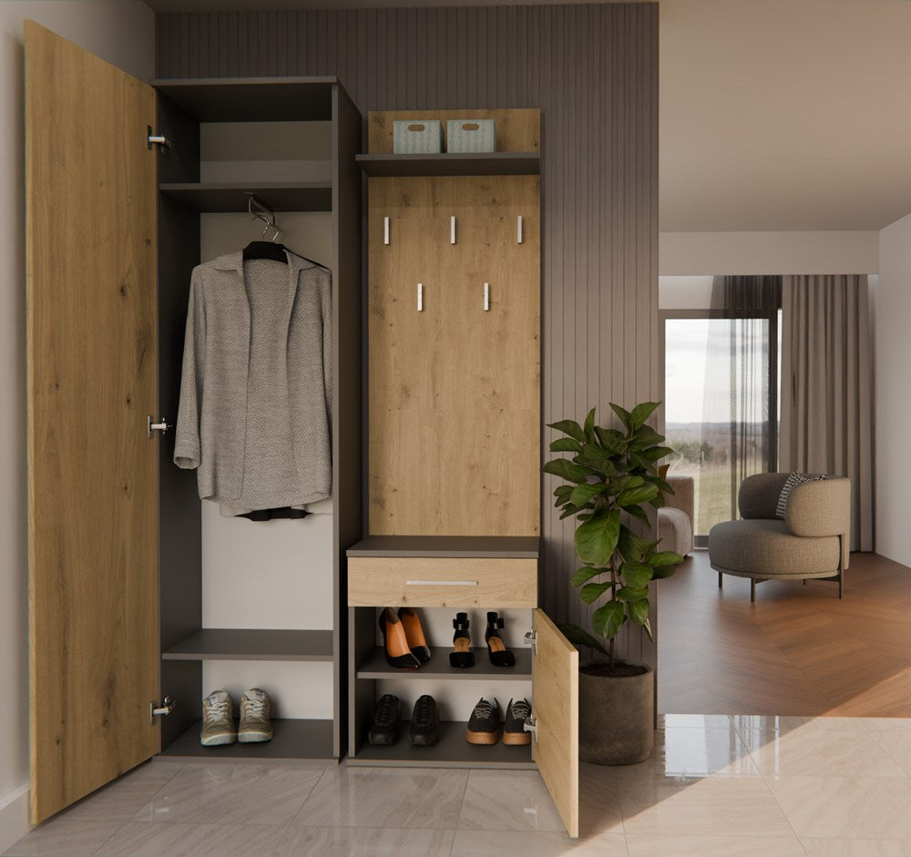 Garderobe DUO ANTHRAZIT ARTISAN – Produktabbildung 5