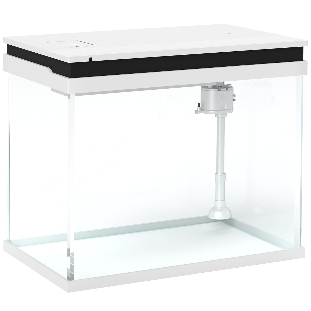 PawHut 41 Liter Glas-Aquarium mit Filtersystem, LED-Lichtern, Wasserpumpe, für verschiedene Fischarten, Weiß