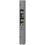 Bathroom cabinet, 4 shelves, drawer, chipboard, slim design, grey (10)
