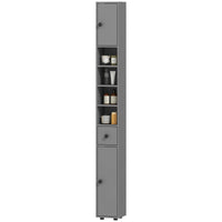 Bathroom cabinet, 4 shelves, drawer, chipboard, slim design, grey (10)