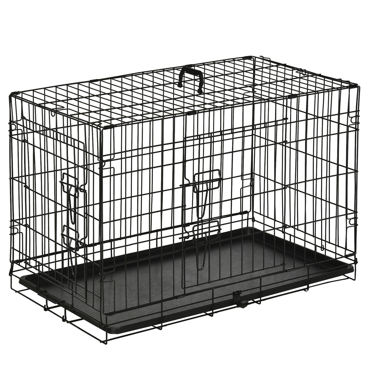 PawHut Hundebox, Transportbox, Drahtbox, herausnehmbare Bodenwanne, Schwarz