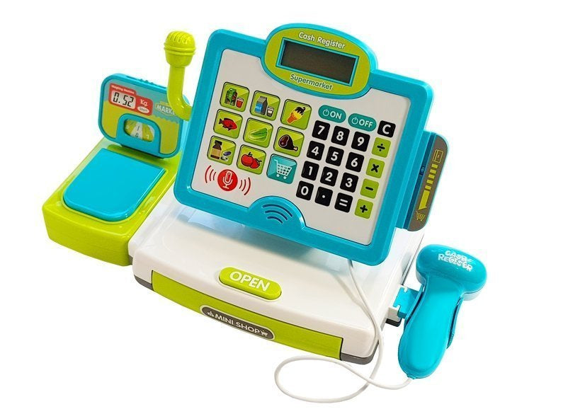 Toy Cash Register Blue with Basket (4)