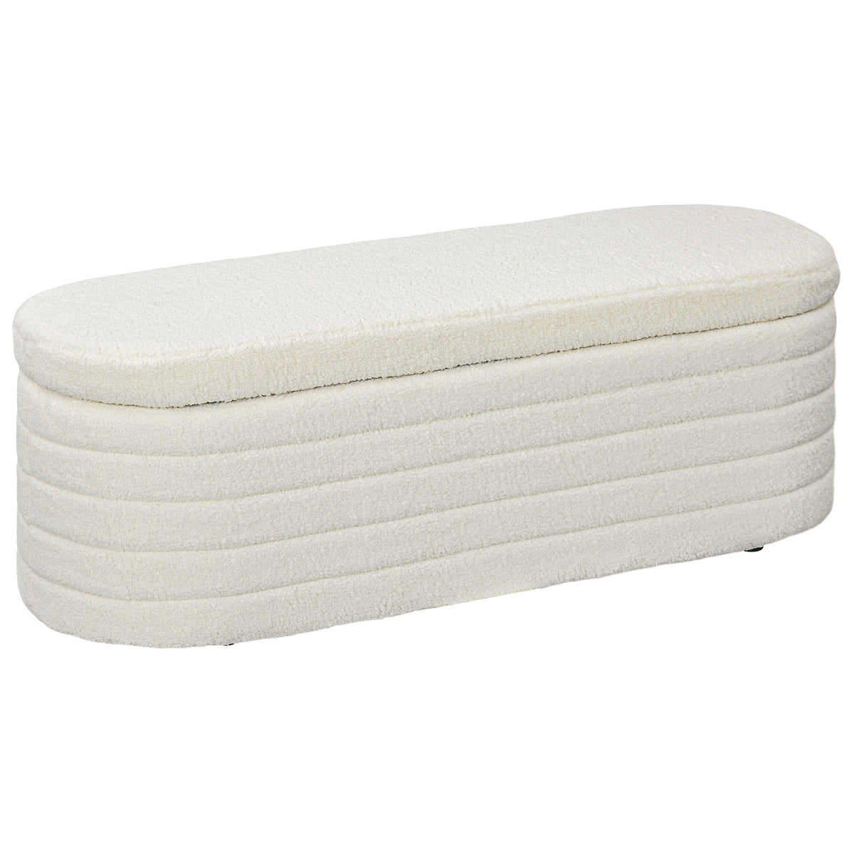 Storage bench, storage space, teddy fleece, 116x41x40.5cm, cream white