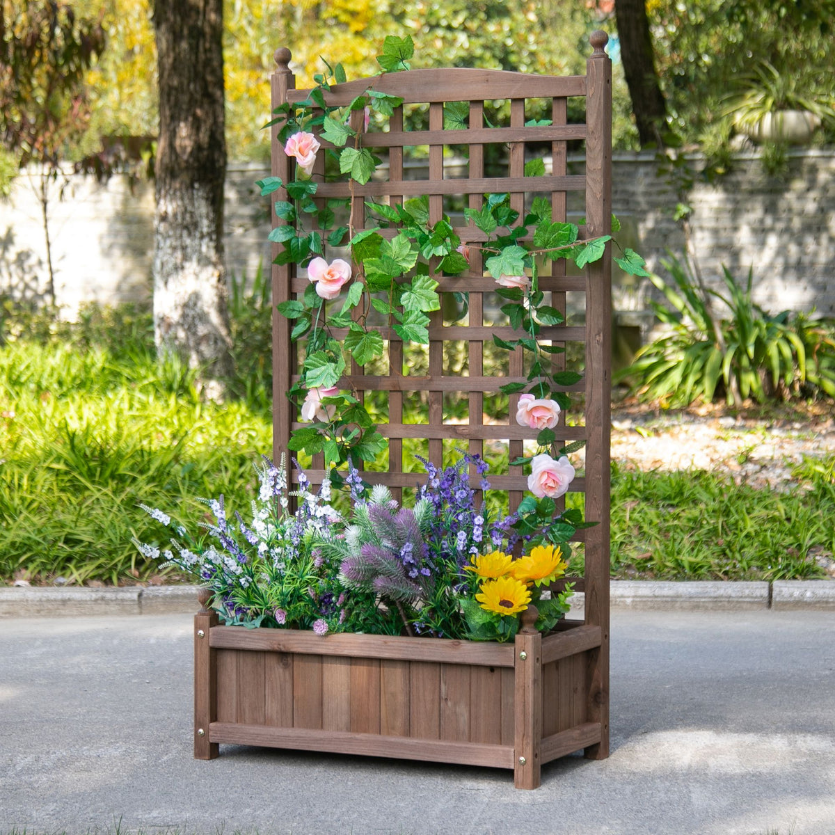 Hochbeet Pflanzkasten mit Rankgitter Blumenkasten Rankkasten Rosenbogen mit Rankhilfe für – Produktabbildung 2