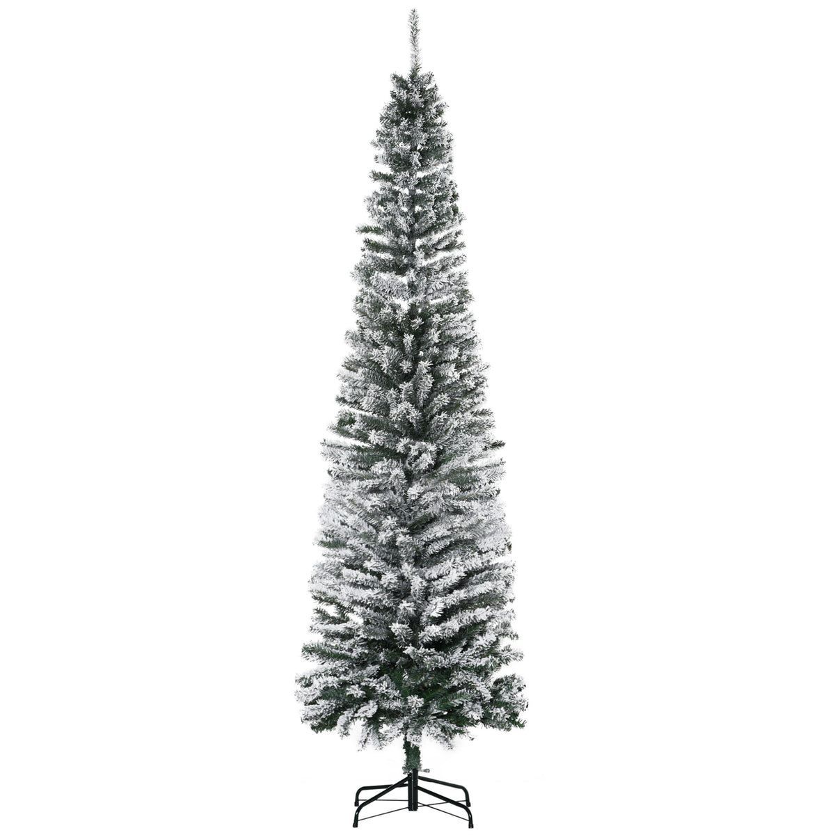 Artificial Christmas tree 225 cm pencil pine tree with snow, 738 tips for indoor use