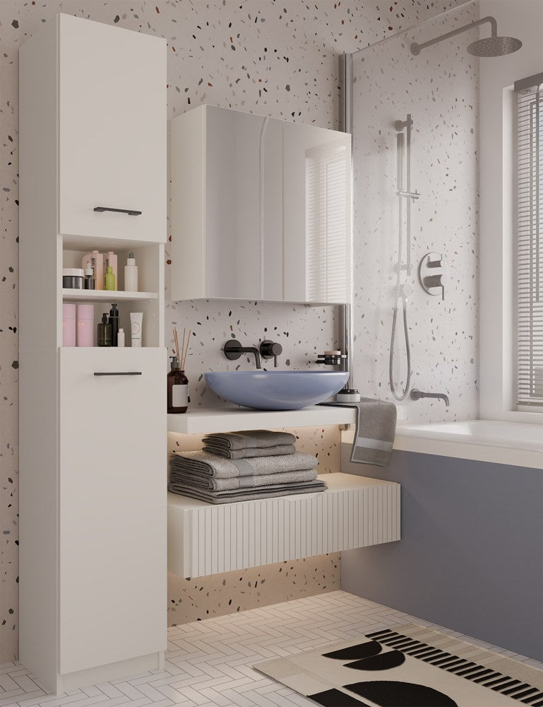 Badezimmer-Hochschrank 32 cm MARBELA 1.0 Regal Hochschrank 2 Türen KASCHMIR BEIGE – Produktabbildung 2