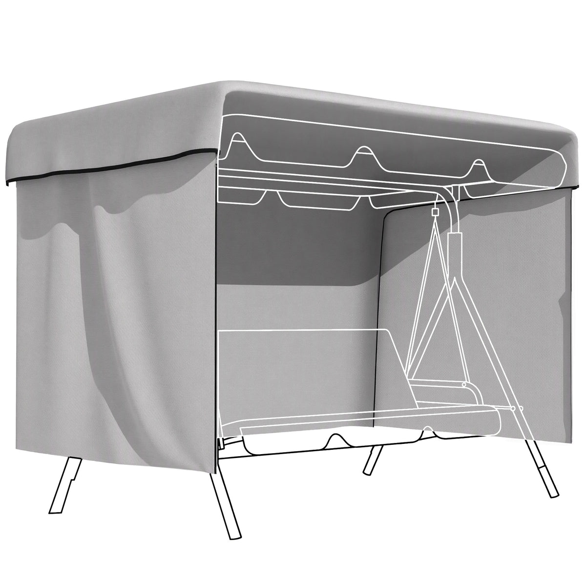 Outsunny Gartenmöbelabdeckung Abdeckung Schutzhülle für Outdoor-Möbel, 215 cm x 155 cm x 150 cm, Grau