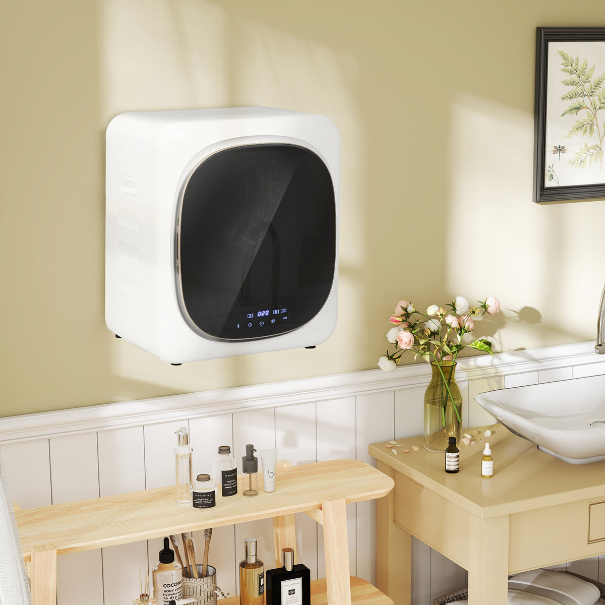 Vented dryer 2.5 kg with smart mode, 800 W compact dryer with stainless steel drum, white (2)