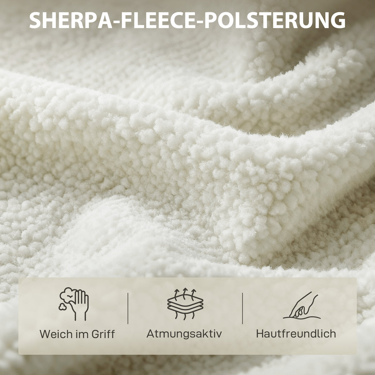 HOMCOM Sessel Loungesessel Relaxsessel mit Sherpa-Fleece, Metallbeinen in Holzoptik Polstersessel 67 x – Produktabbildung 6