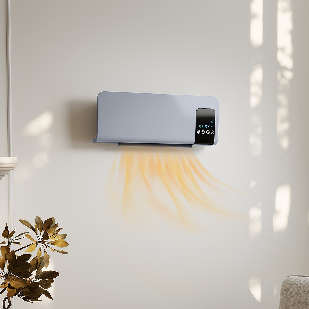 HOMCOM Elektro-Heizung, Wandmontage, Schwingfunktion, 2 Modi, Timer, LED-Anzeige, Grau – Produktabbildung 2